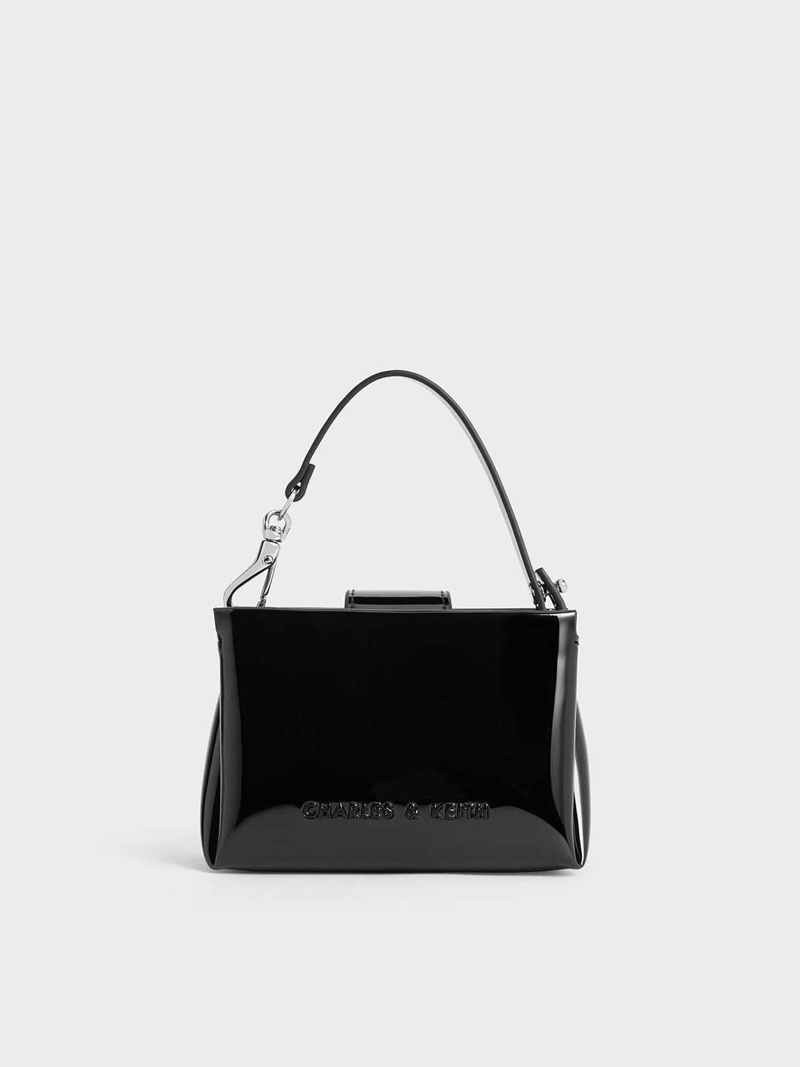 Noir Bosie Patent Top Handle Pouch - Noir - Wallets - CHARLES