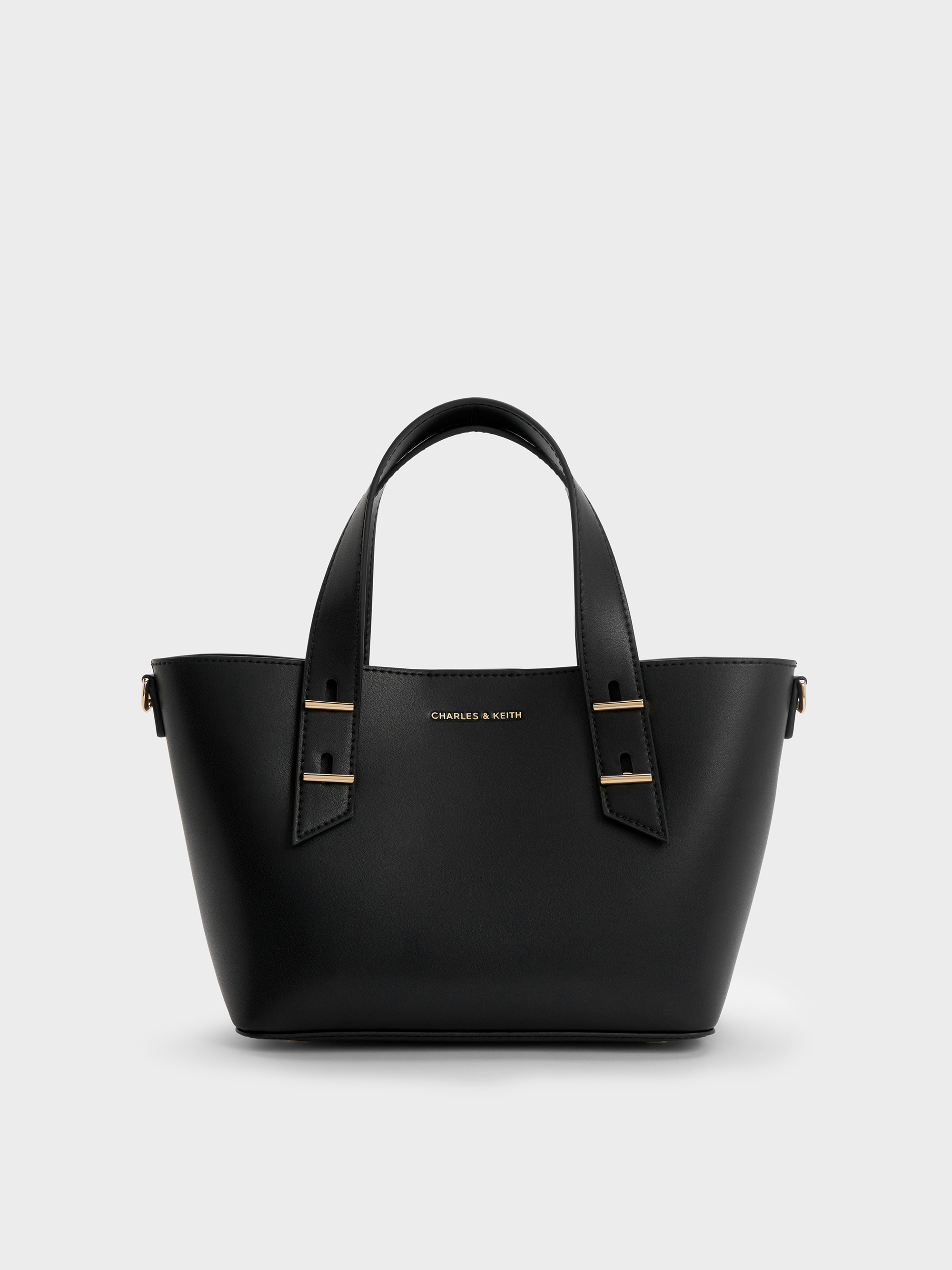 もっぷ☆CHARLES & KEITH ブラックハンドバッグ Mini Shania Tote Bag - Black - CHARLES & KEITH IN