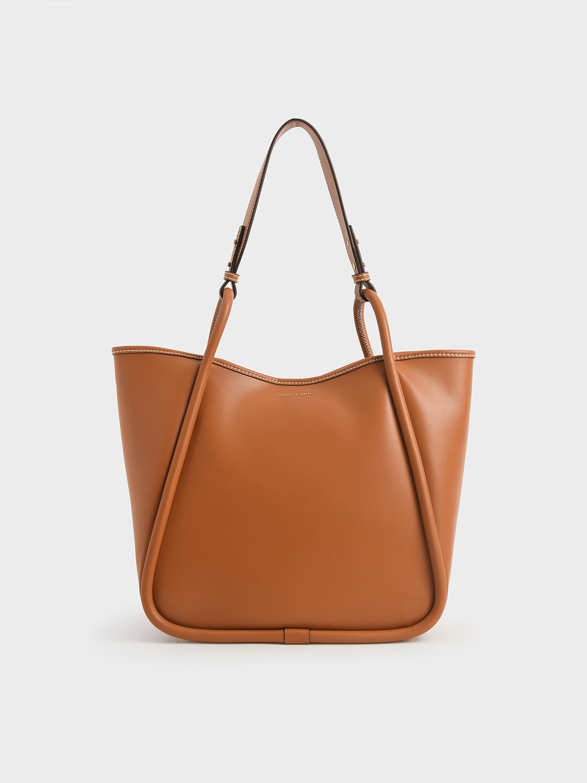 Cognac Large Stitch-Trim Slouchy Tote Bag - CHARLES & KEITH IN