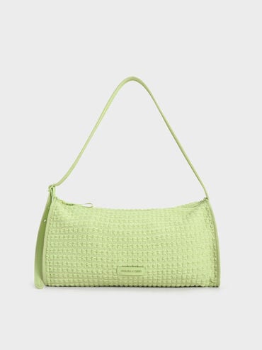 Textured Elongated Shoulder Bag - Zesty Green - CHARLES & KEITH IN
