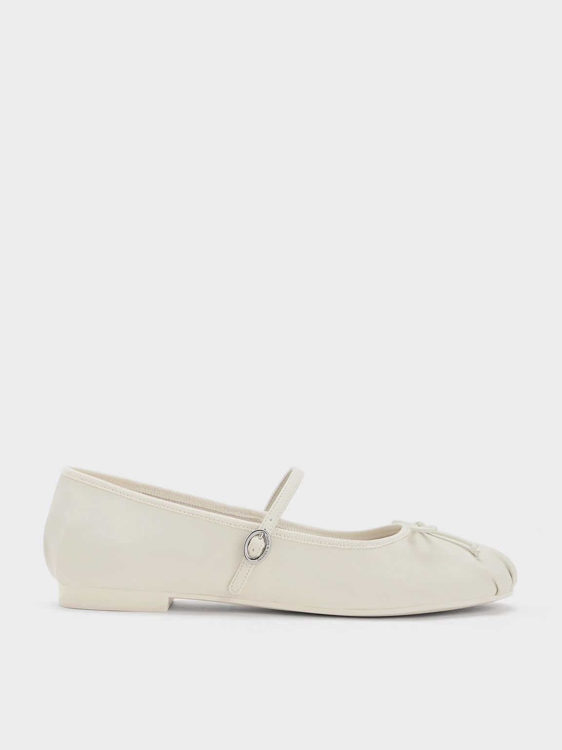 Chalk Emiko Bow Mary Jane Flats - Chalk - Shoes - CHARLES & KEITH IN