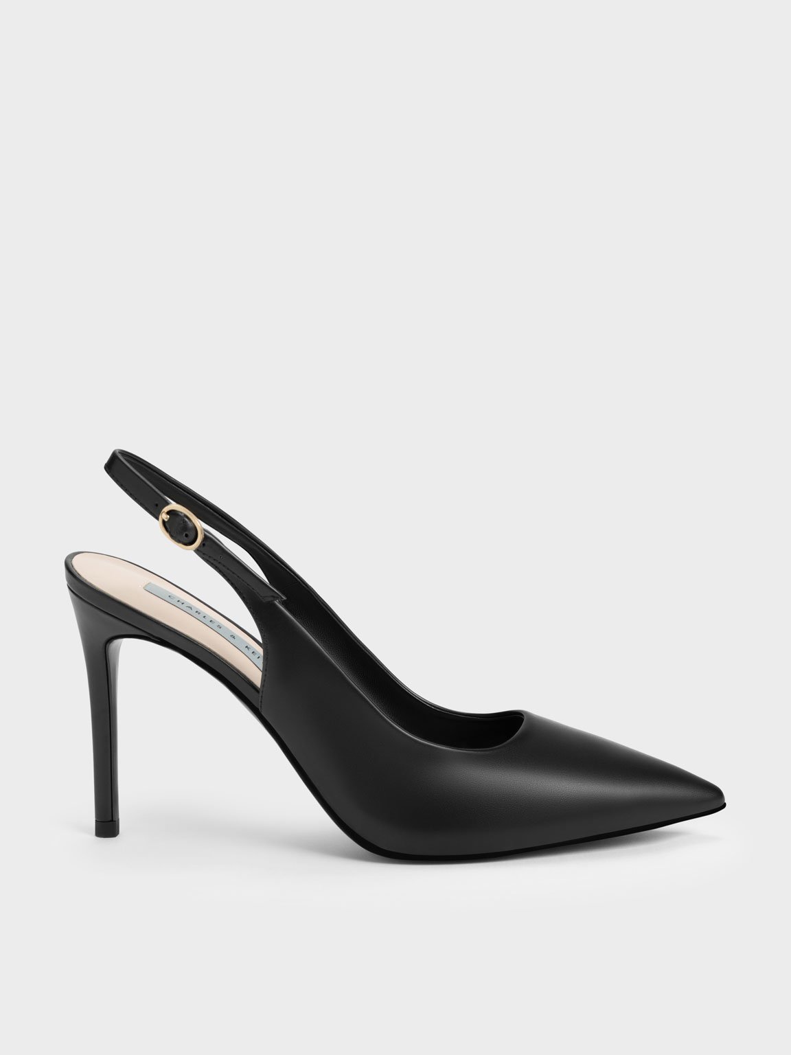 Black Stiletto Heel Slingback Pumps CHARLES KEITH