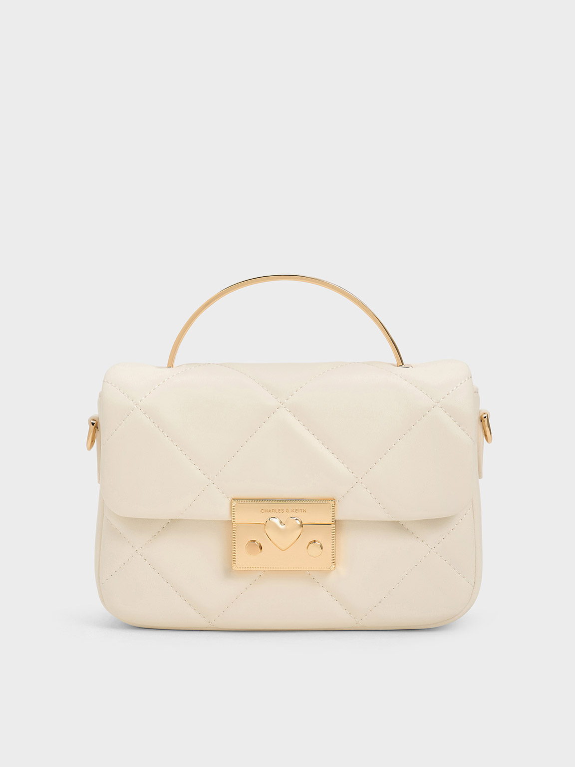 Keith Accessories Sale Online Cream Quilted Boxy Top Handle Bag