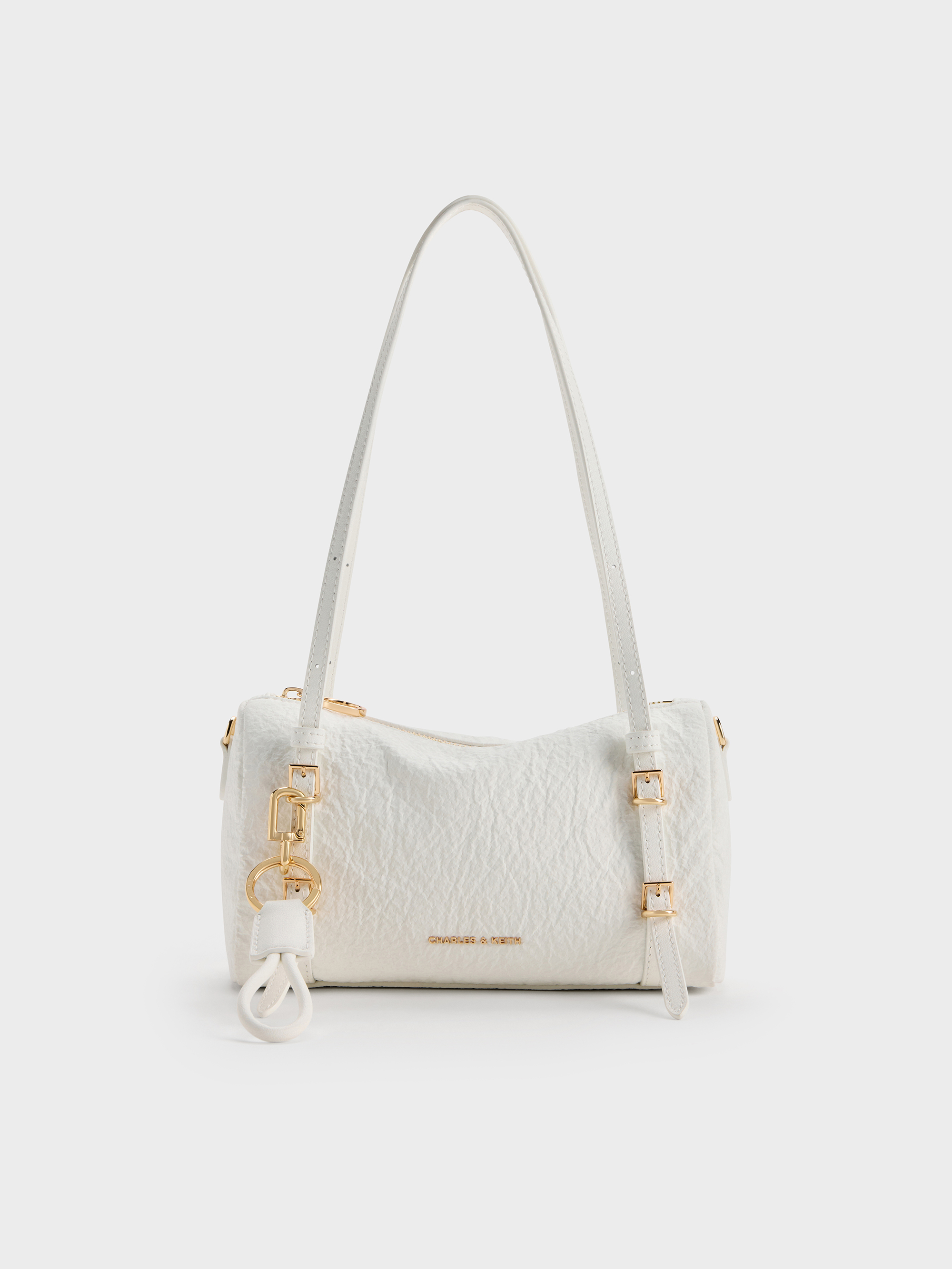 Mini Levy Nylon Shoulder Bag - White - CHARLES & KEITH IN