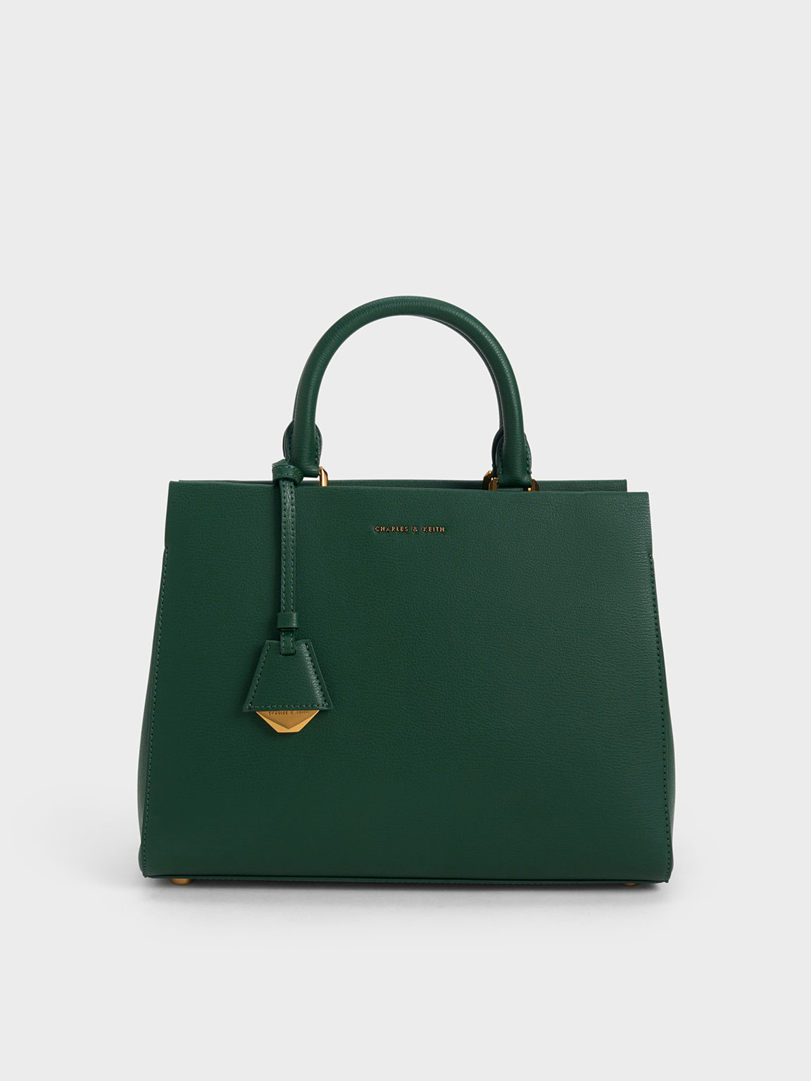 Dark Green Classic Structured Handbag - CHARLES & KEITH IN