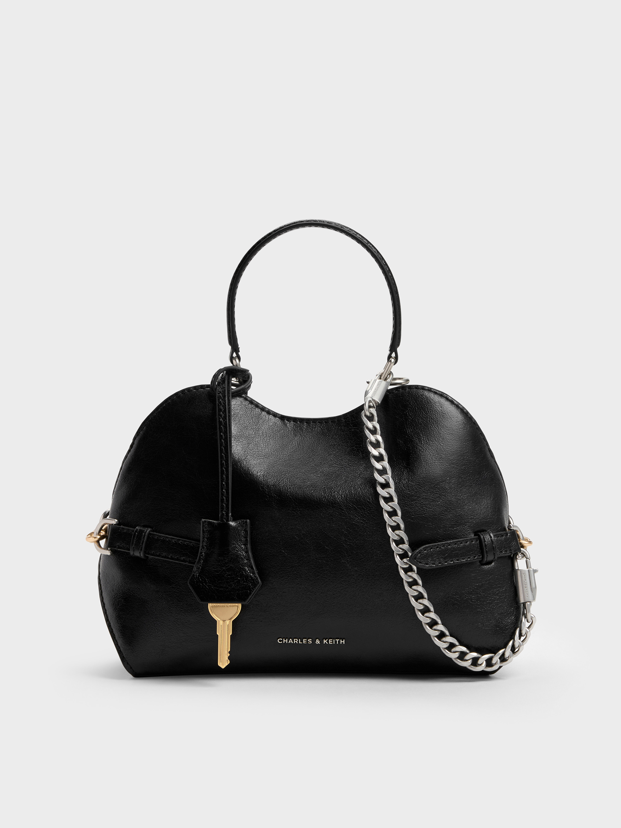 バッグ CHARLES & KEITH Delphina Chain Tote Bag Delfina Chain Side-Belt Tote Bag - Noir - CHARLES & KEITH IN